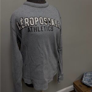 Y2k Aeropostale Gray Waffle-Knit Crew Sweatshirt